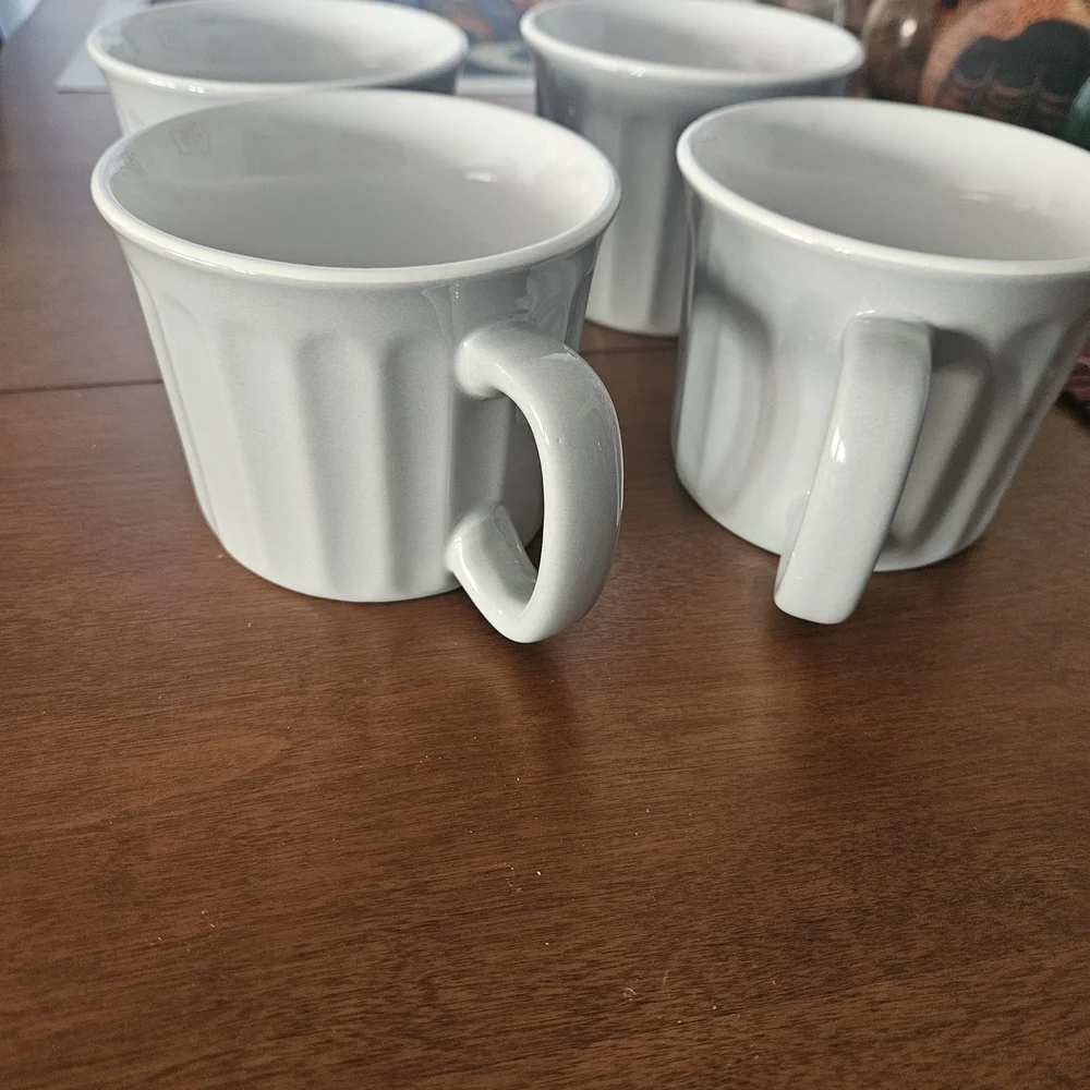 Coffee Cups Mugs Gray Oversized With Handles New